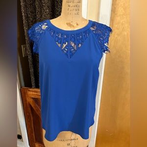 NWT Brixton Ivy / Stitch Fix cobalt blue lace accent top